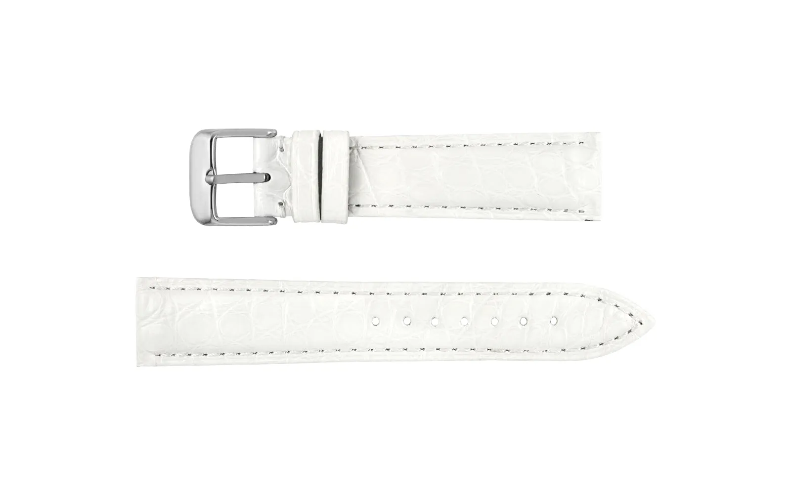Hadley-Roma Women's White Shiny Genuine Alligator Watch Strap