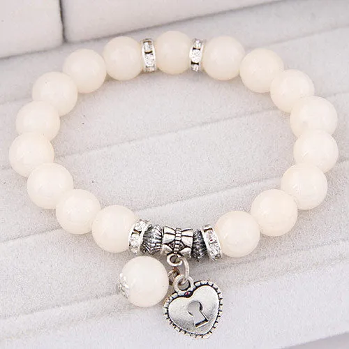 Heart Pendant Wrap Charm Bracelets & Bangles for Women Pulsera Mujer Fashion Bead Strand Bracelet Femme Bijoux Pulseira 2017