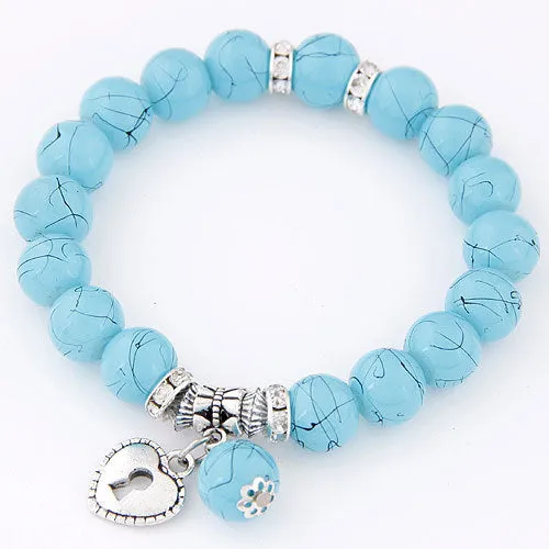 Heart Pendant Wrap Charm Bracelets & Bangles for Women Pulsera Mujer Fashion Bead Strand Bracelet Femme Bijoux Pulseira 2017