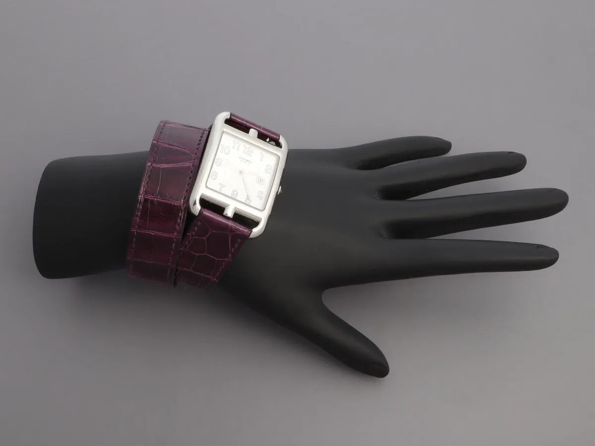 Hermès Large Stainless Steel Cape Cod Double Tour Watch