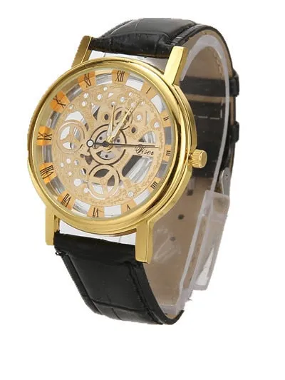 hollow out strap watch not mechanical expression couple table