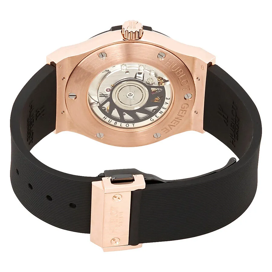 Hublot Classic Fusion Black Carbon Fiber Dial 18K Rose Gold Black Rubber Men's Watch 542.PM.1780.RX
