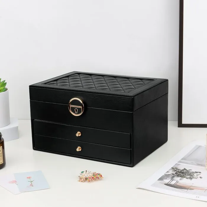 Jewelry box, jewelry box with 3 levels with drawers, large jewelry organizer for rings earrings, bracelets, necklaces