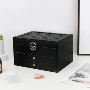 Jewelry box, jewelry box with 3 levels with drawers, large jewelry organizer for rings earrings, bracelets, necklaces