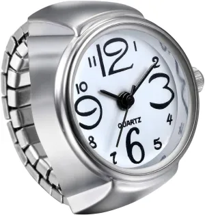 JewelryWe Men Women Finger Watch Creative Elastic Round Quartz Finger Ring Watches