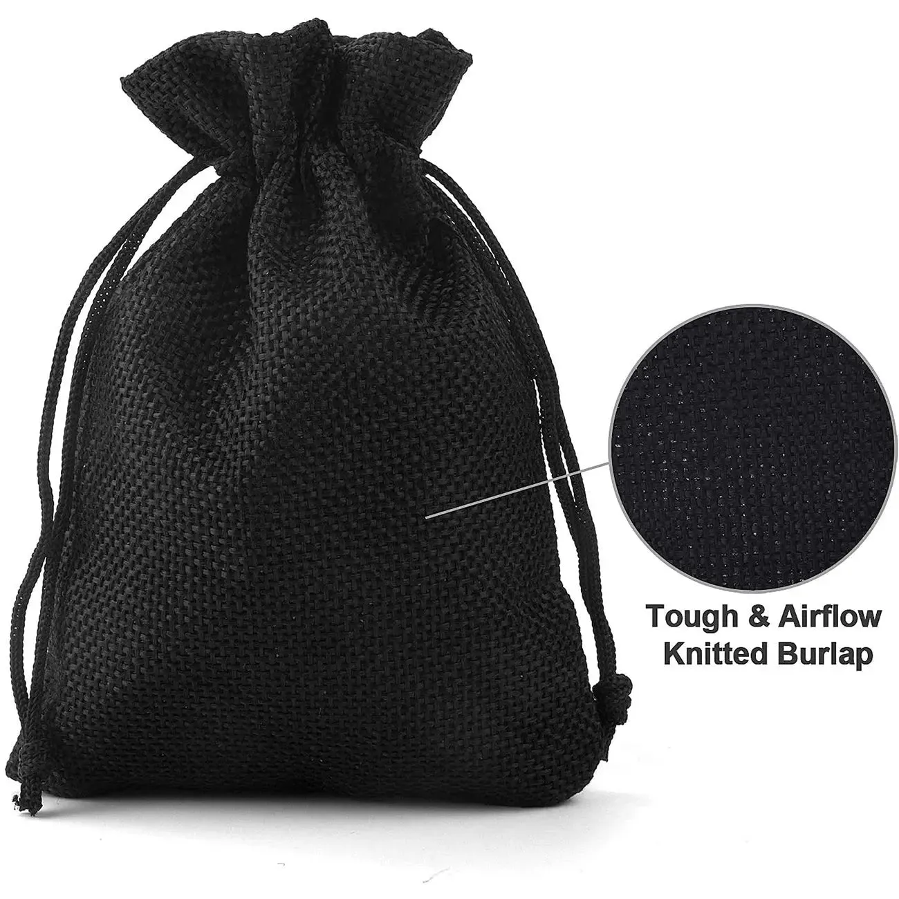 Jute Linen Pouches for Functions, Baby Showers, Candy Bags - Black