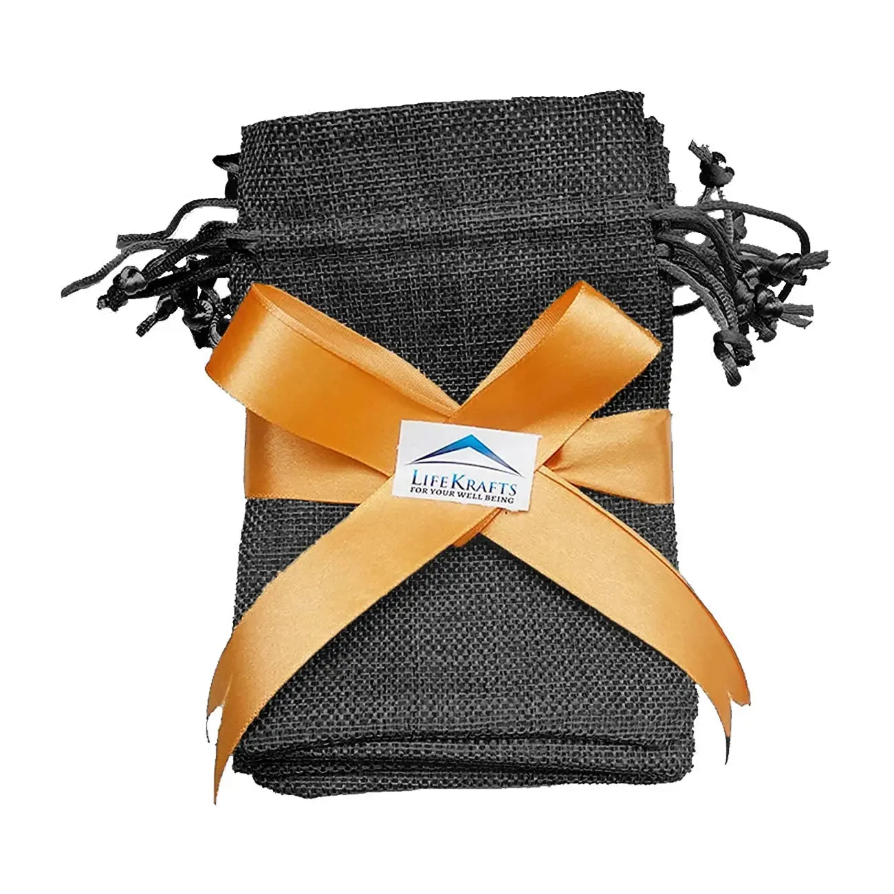 Jute Linen Pouches for Functions, Baby Showers, Candy Bags - Black