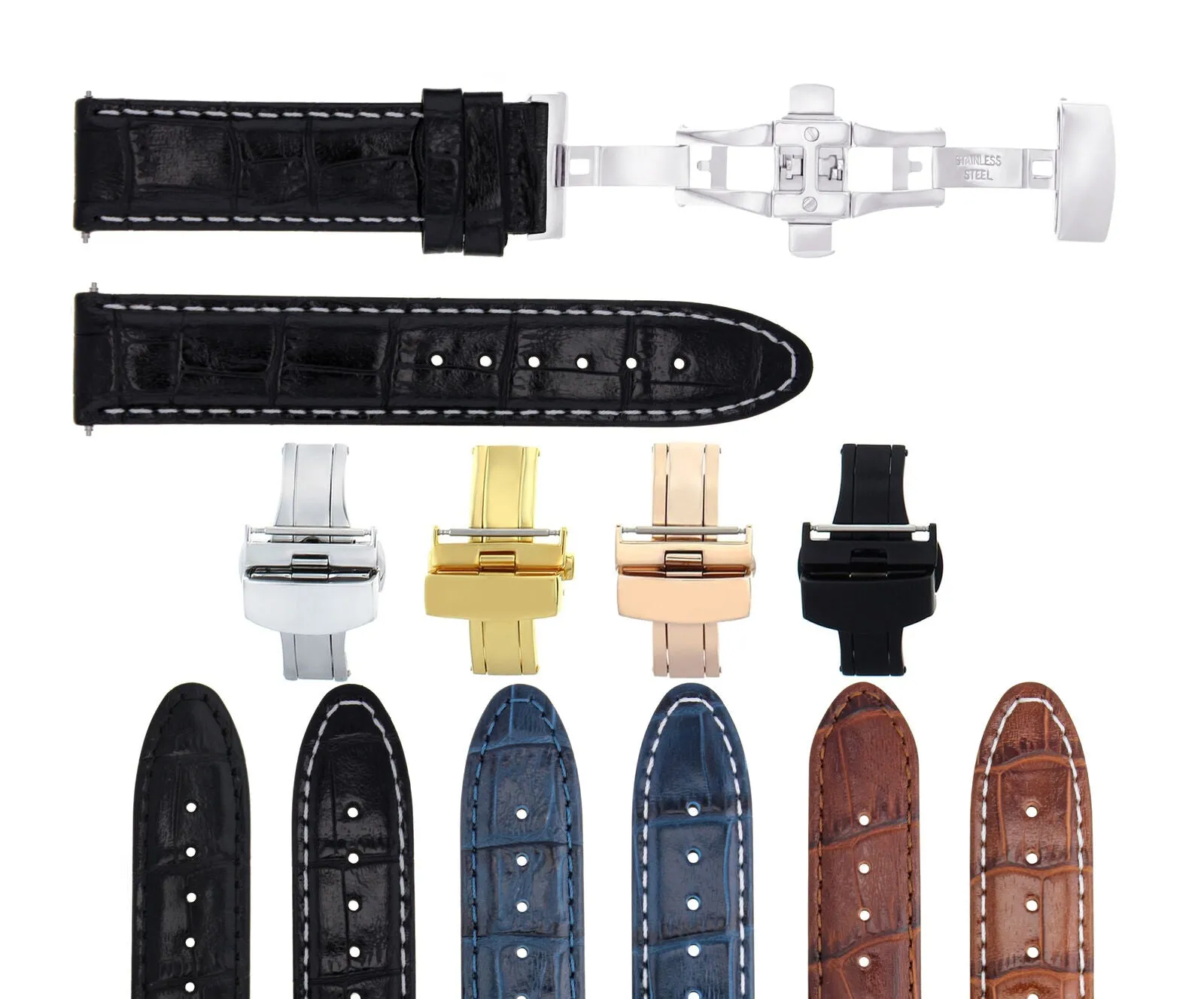 LEATHER WATCH BAND STRAP FOR OMEGA WATCH DEPLOYMENT CLASP - 20MM