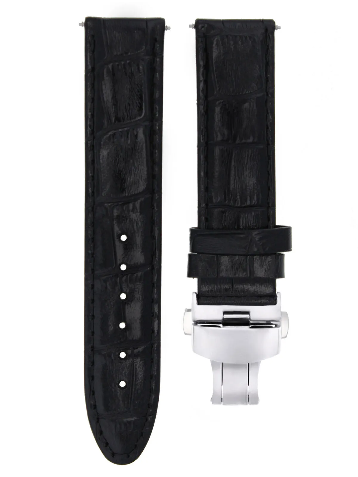LEATHER WATCH BAND STRAP FOR OMEGA WATCH DEPLOYMENT CLASP - 20MM