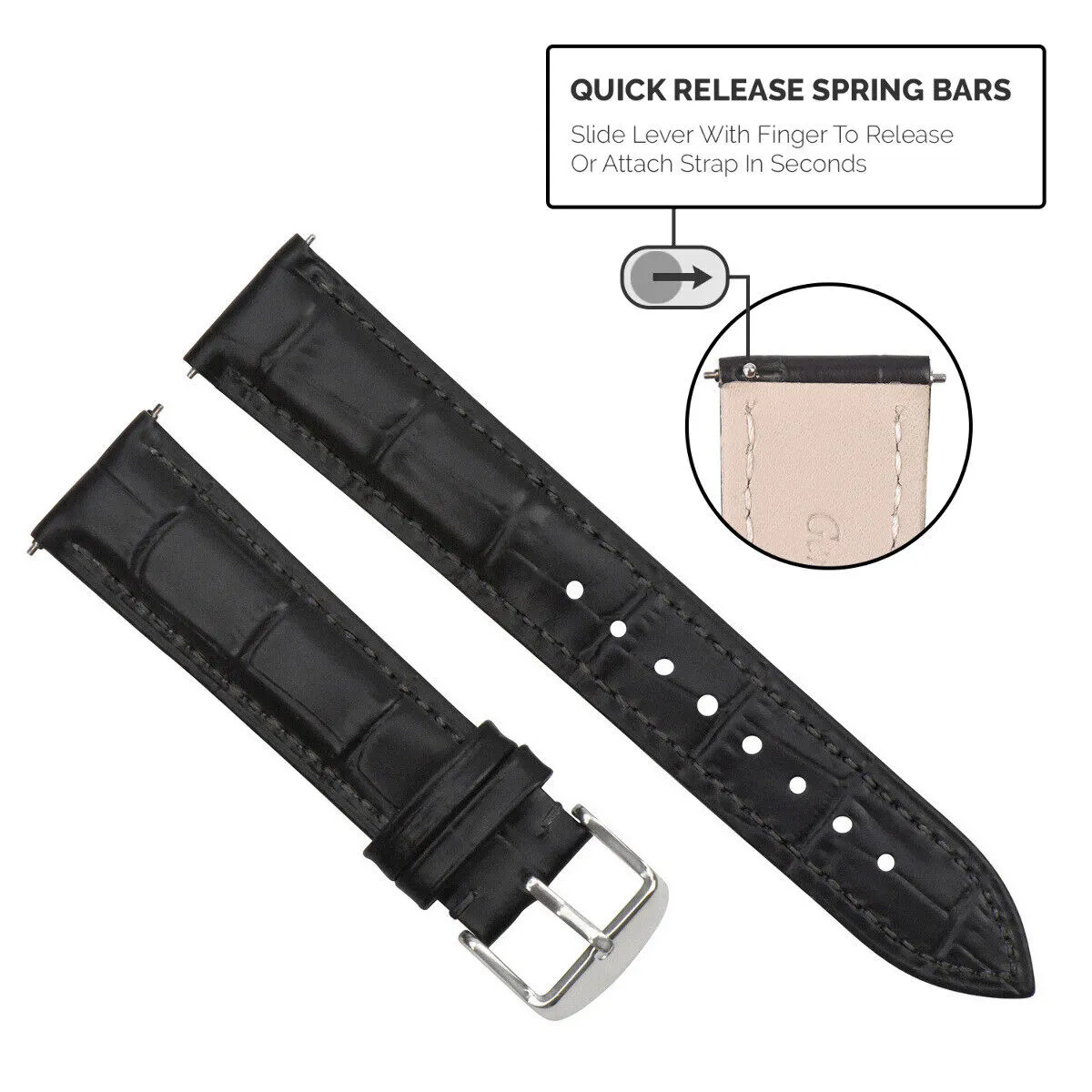LEATHER WATCH BAND STRAP-QUICK RELEASE FOR CITIZEN ECO DRIVE - 24MM
