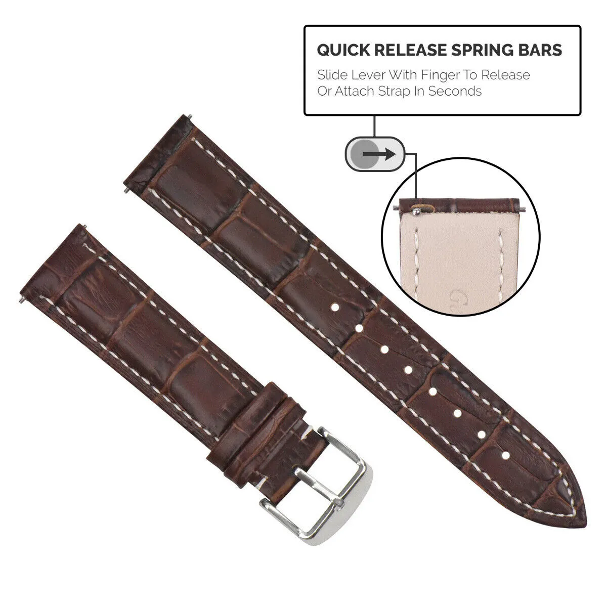 LEATHER WATCH BAND STRAP-QUICK RELEASE FOR CITIZEN ECO DRIVE - 24MM
