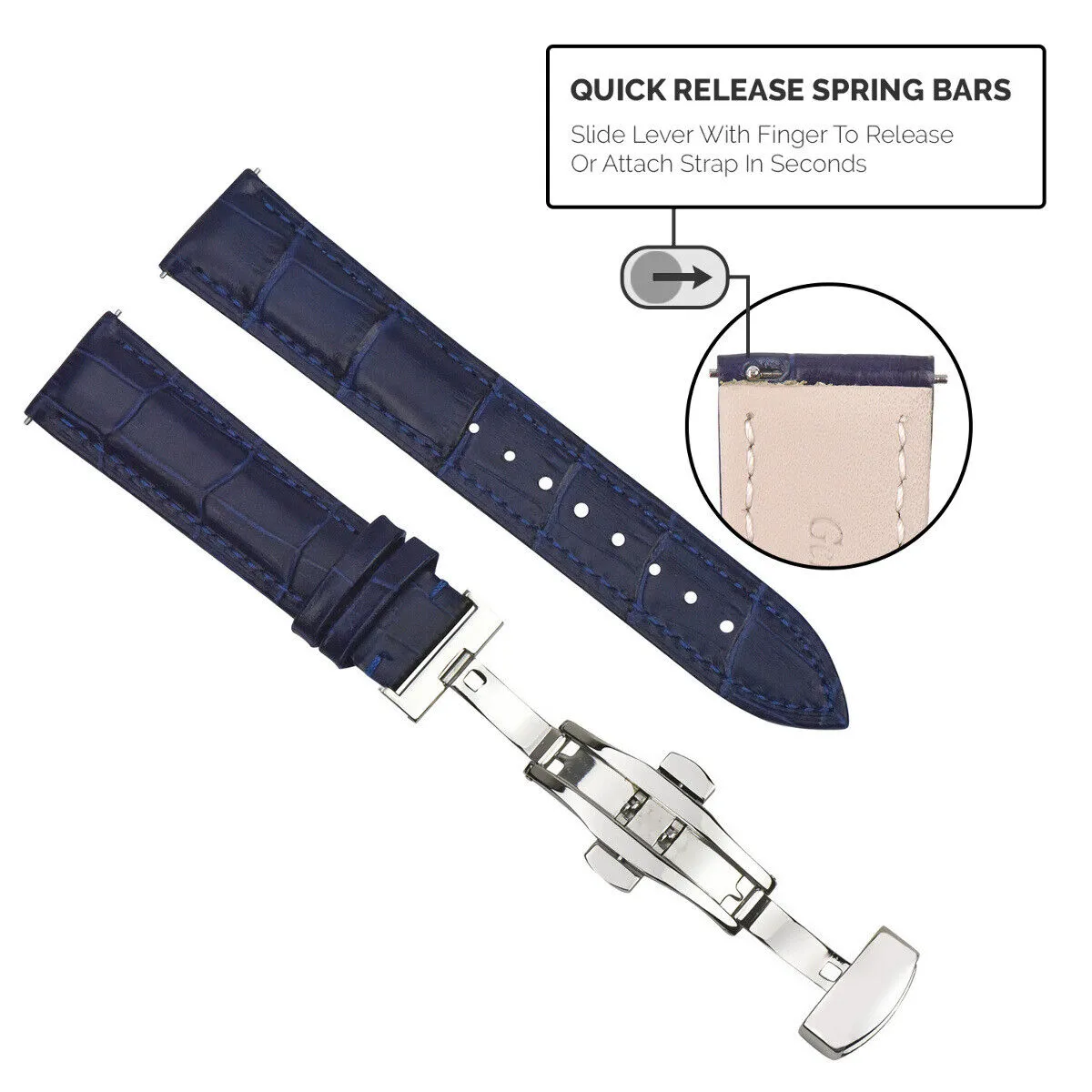 LEATHER WATCH BAND STRAP-QUICK RELEASE FOR CITIZEN ECO DRIVE WATCH 20MM