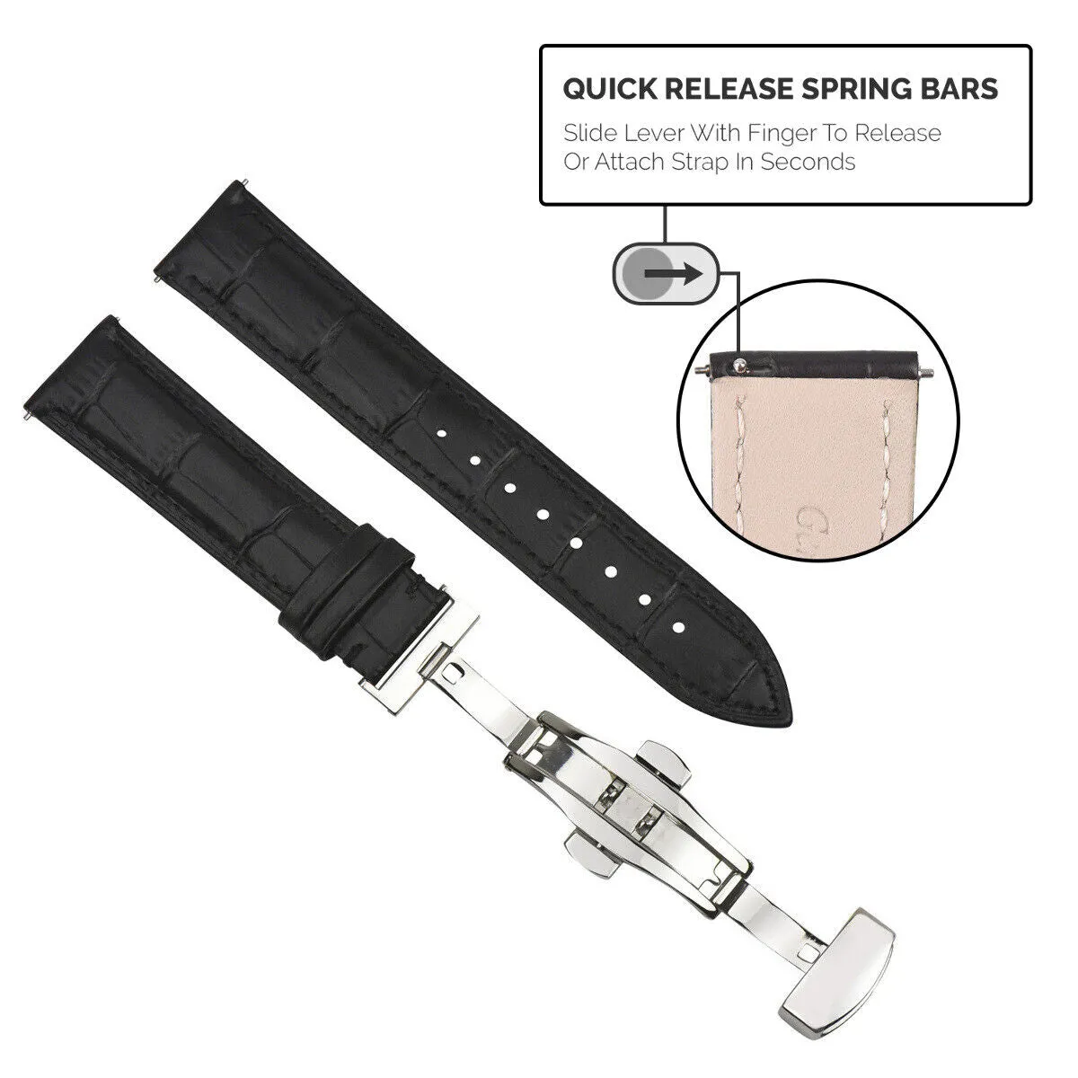 LEATHER WATCH BAND STRAP-QUICK RELEASE FOR CITIZEN ECO DRIVE WATCH 20MM