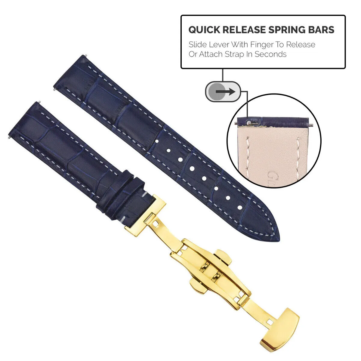LEATHER WATCH BAND STRAP-QUICK RELEASE FOR CITIZEN ECO DRIVE WATCH 20MM