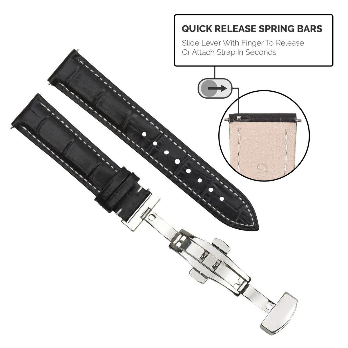 LEATHER WATCH BAND STRAP-QUICK RELEASE FOR CITIZEN ECO DRIVE WATCH 20MM