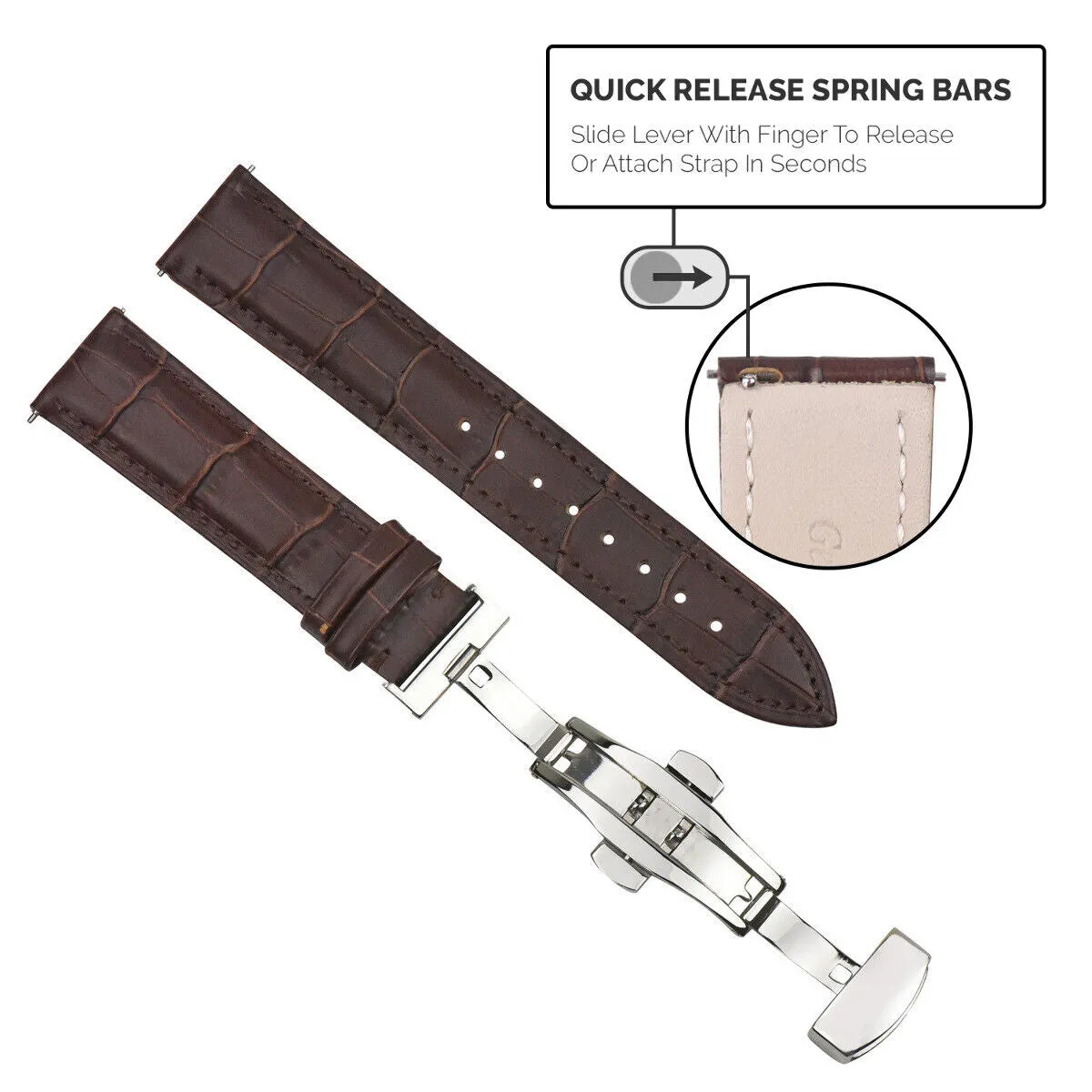 LEATHER WATCH BAND STRAP-QUICK RELEASE FOR CITIZEN ECO DRIVE WATCH 20MM