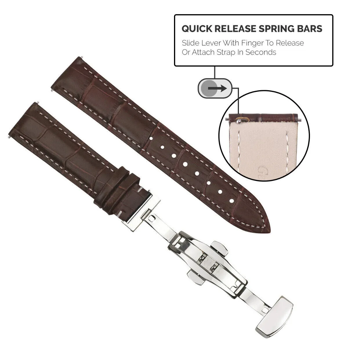 LEATHER WATCH BAND STRAP-QUICK RELEASE FOR CITIZEN ECO DRIVE WATCH 20MM