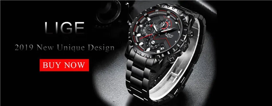 LIGE Men's Luxury Chronograph Watch - Fashionable, Waterproof, Stainless Steel