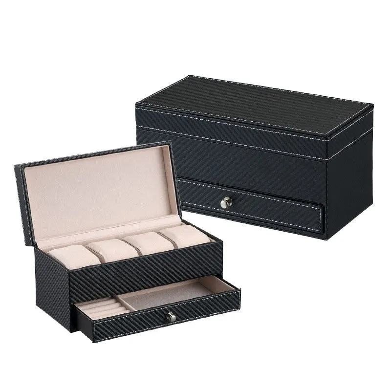 Luxury Leather Jewelry Box with 4 Watch Slows