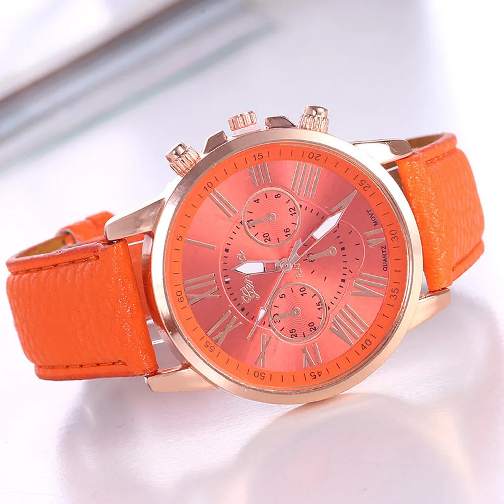 Luxury  Leather Quartz Watch Women Men Ladies Fashion Wrist Watch