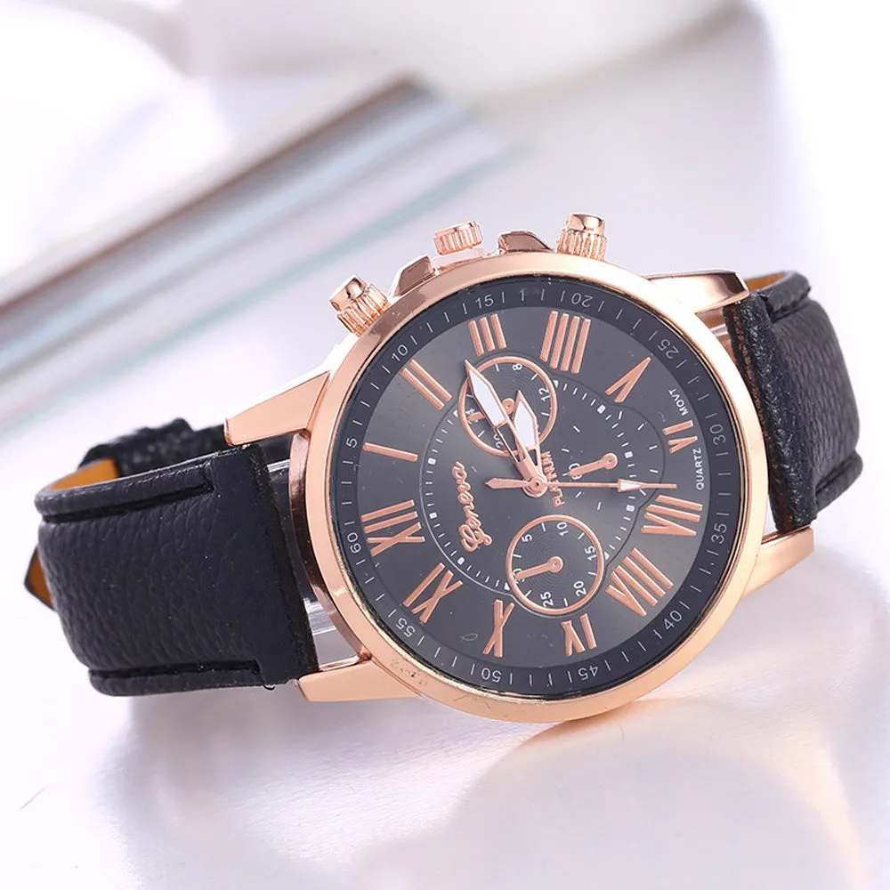 Luxury  Leather Quartz Watch Women Men Ladies Fashion Wrist Watch