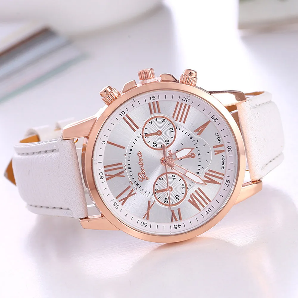 Luxury  Leather Quartz Watch Women Men Ladies Fashion Wrist Watch