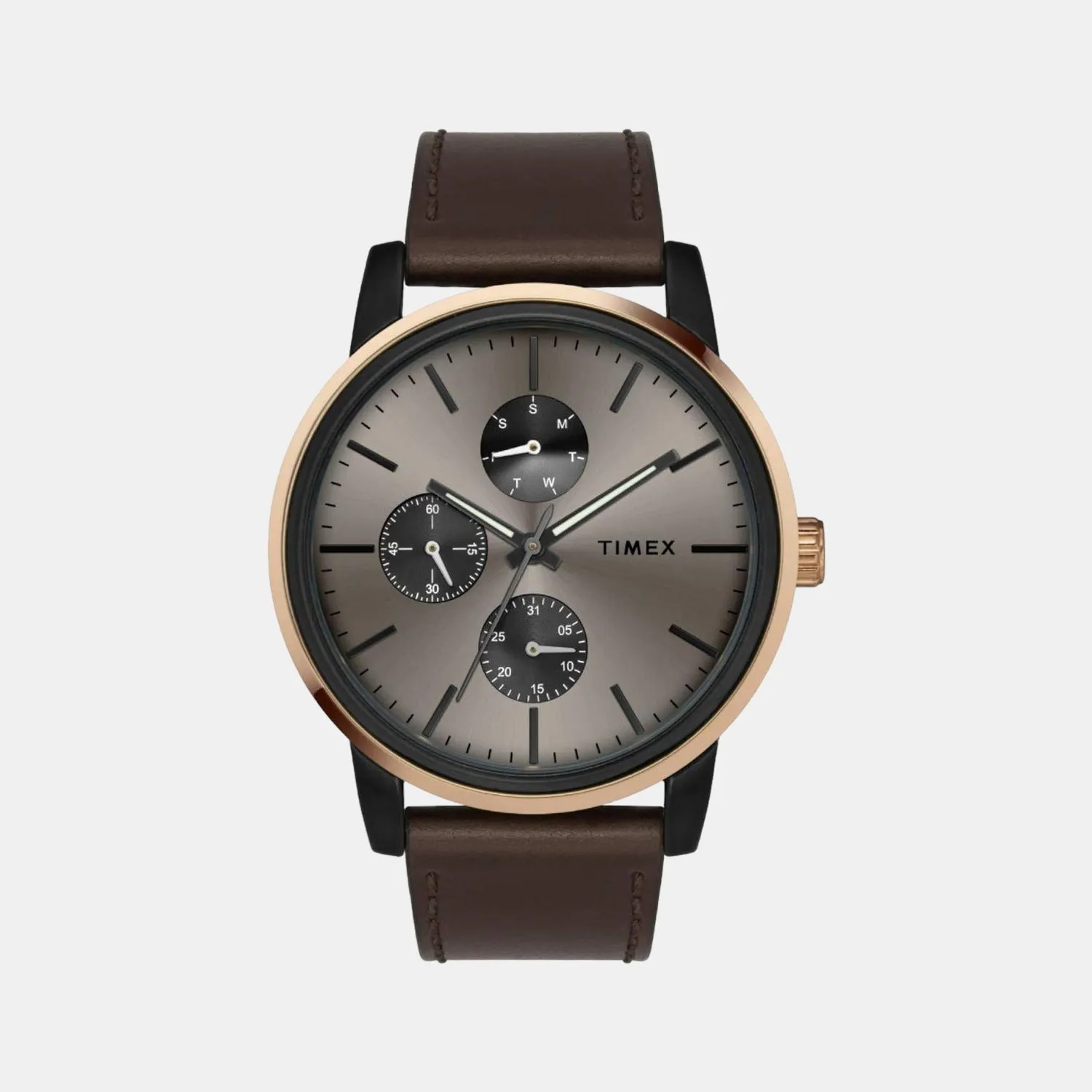 Men's Quartz Brown Dial Multi-Function Leather Watch TWEG18903