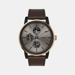 Men's Quartz Brown Dial Multi-Function Leather Watch TWEG18903