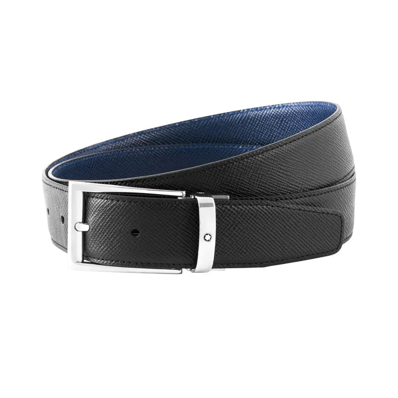 MNT Belt Trapeze BKle Black Blue 35mm Reversible Leather
