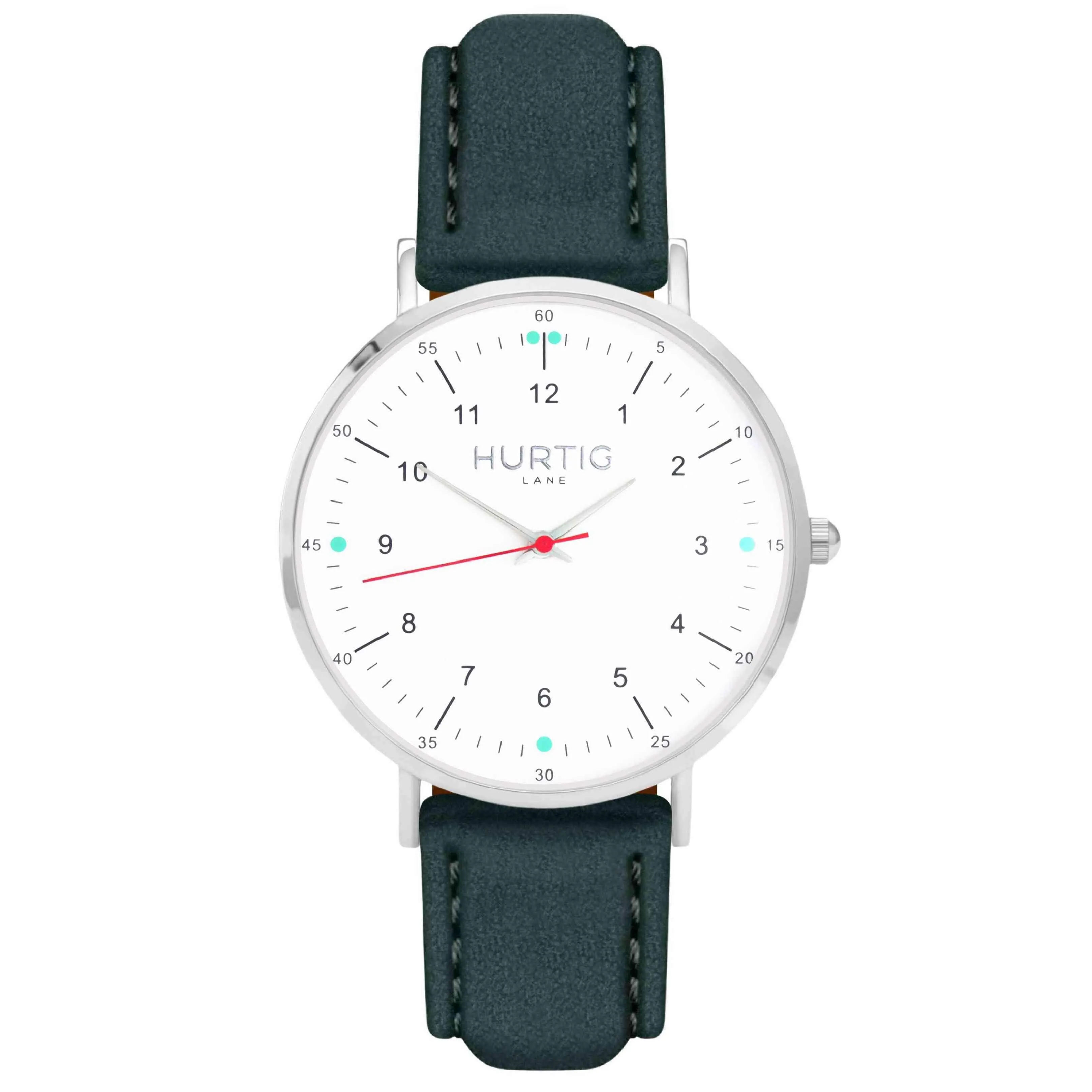 Moderna Vegan Suede Watch Silver, White & Coral
