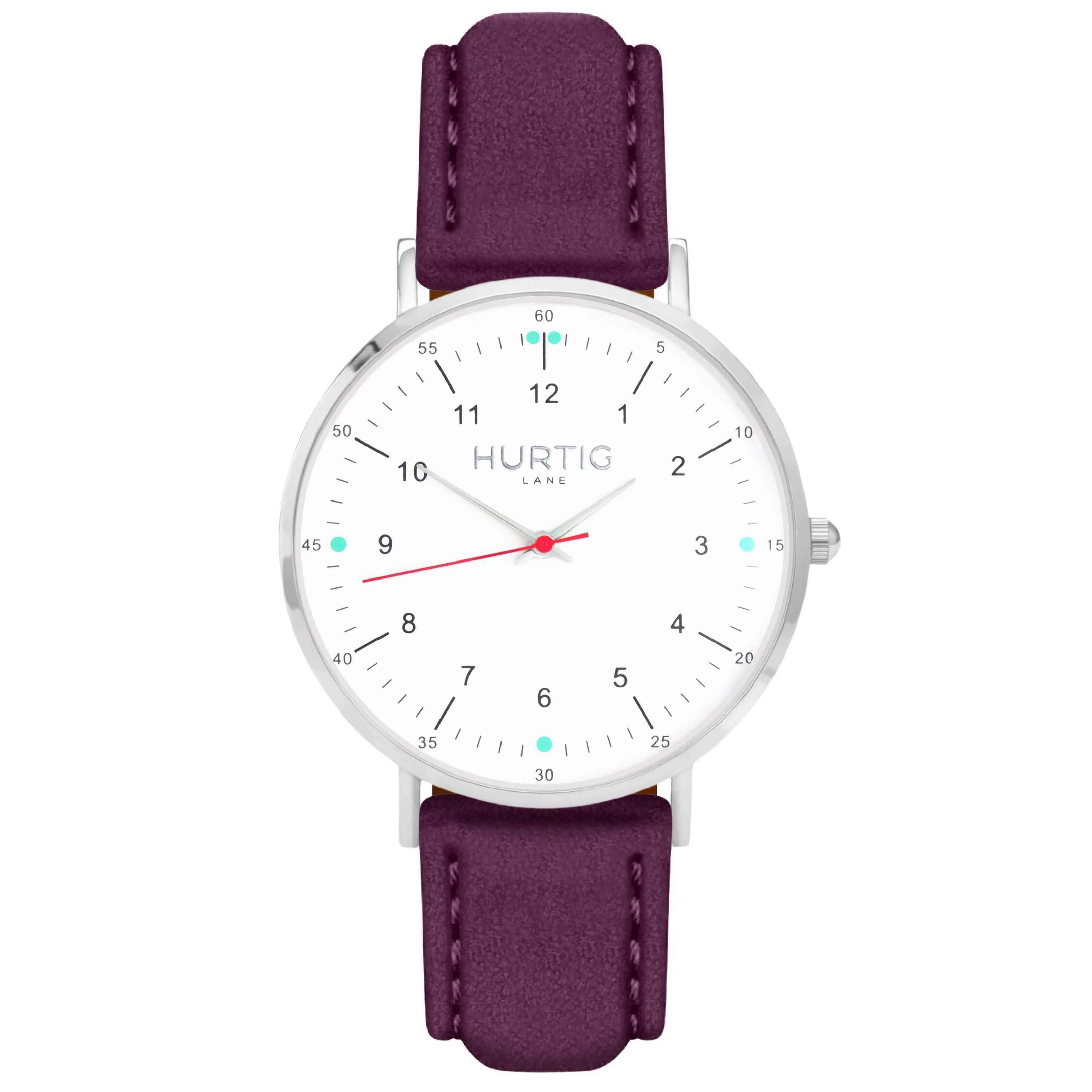 Moderna Vegan Suede Watch Silver, White & Coral