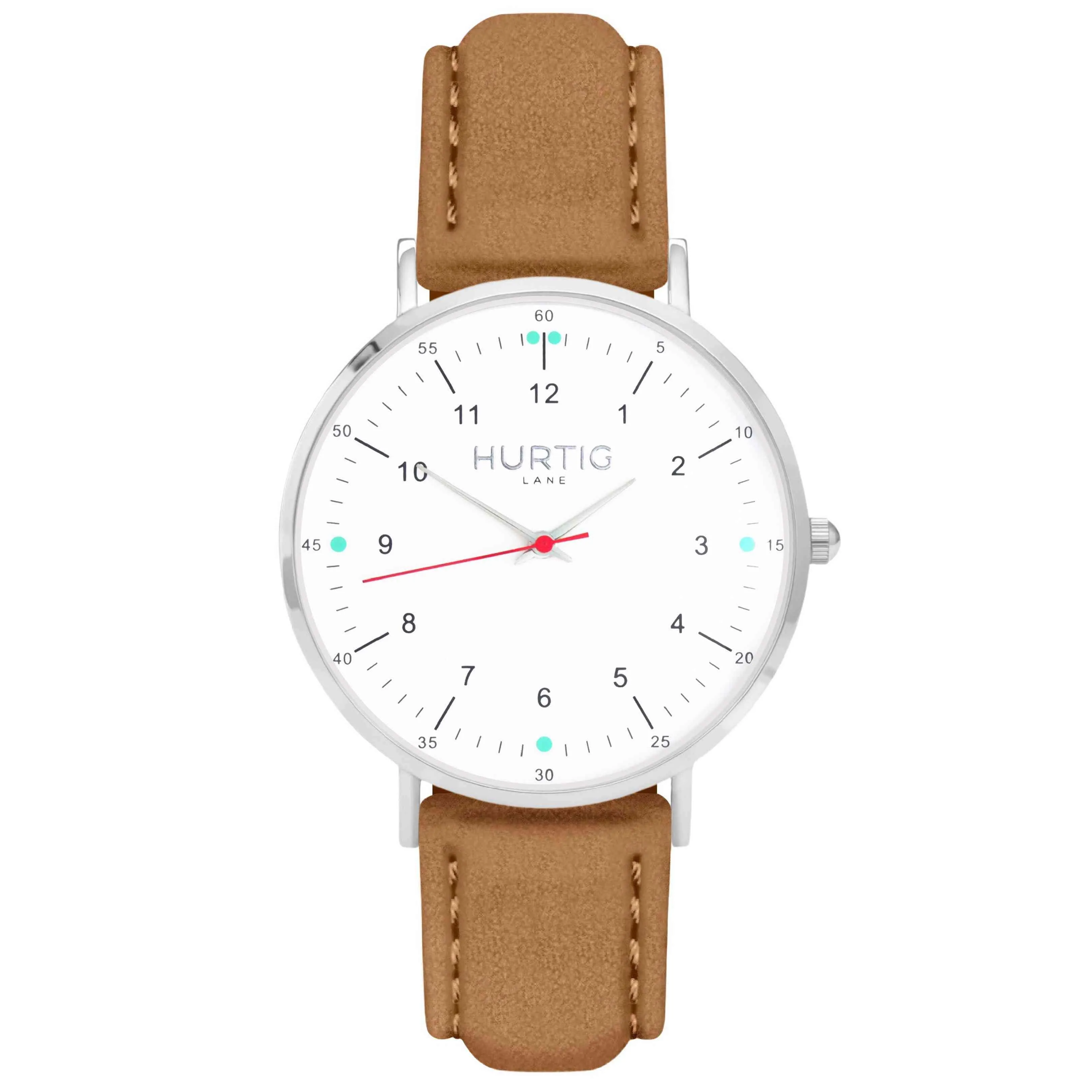 Moderna Vegan Suede Watch Silver, White & Coral