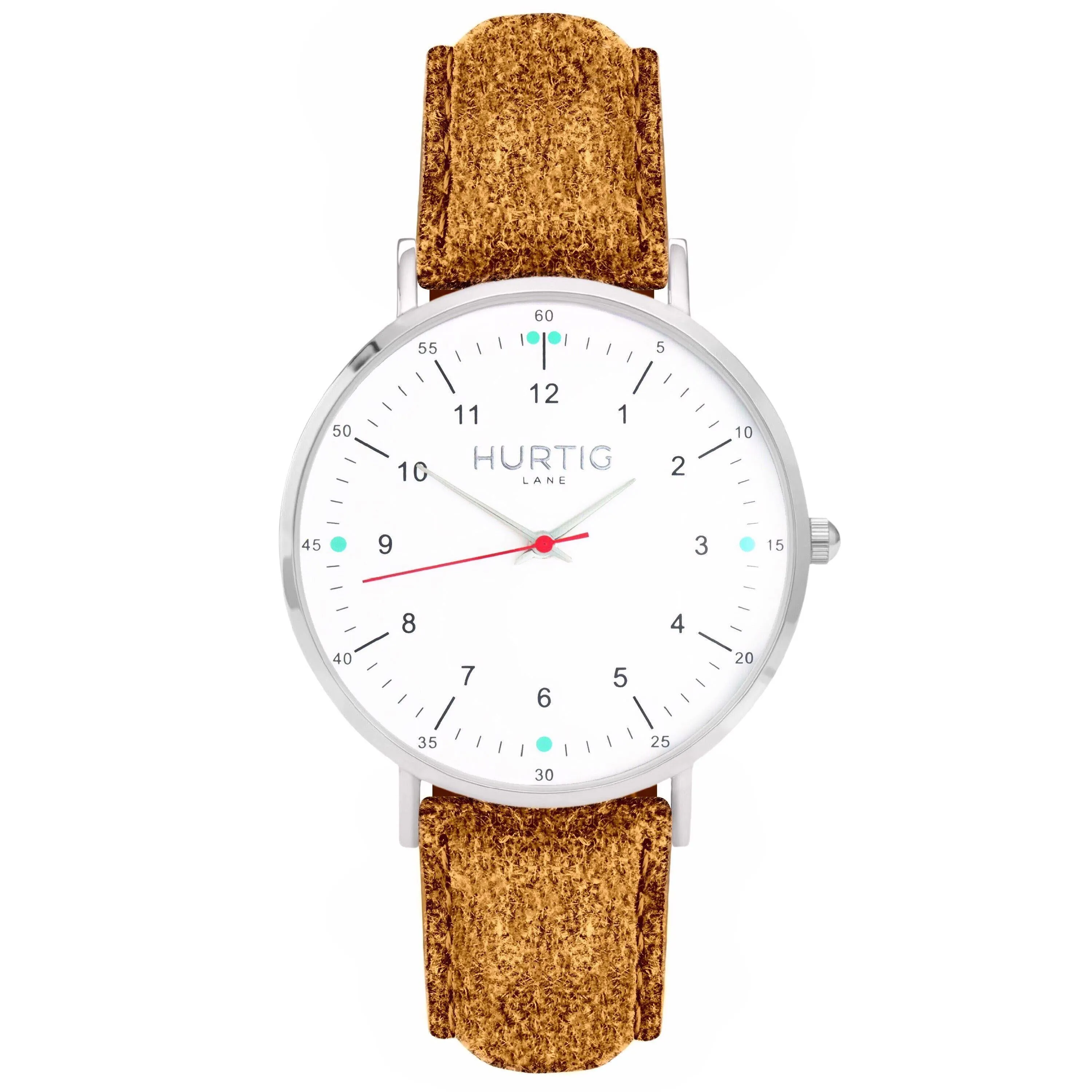 Moderna Vegan Suede Watch Silver, White & Coral