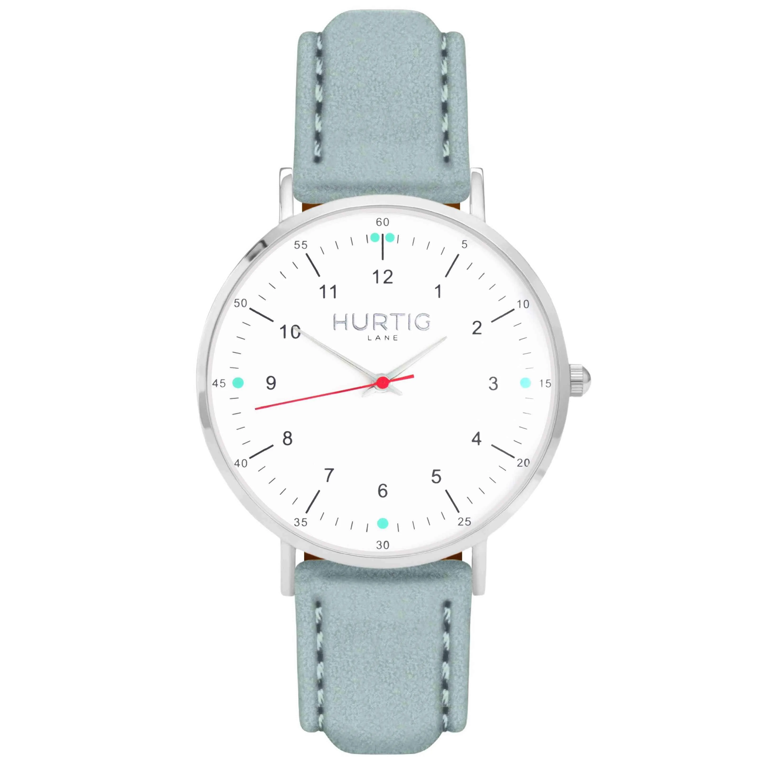 Moderna Vegan Suede Watch Silver, White & Coral