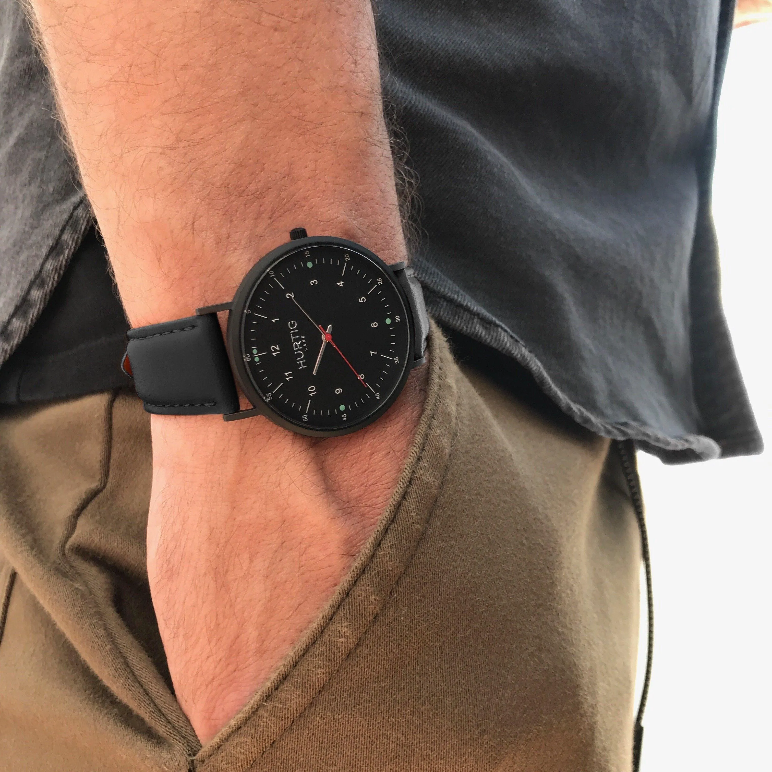 Moderno Vegan Leather Watch All Black & Black
