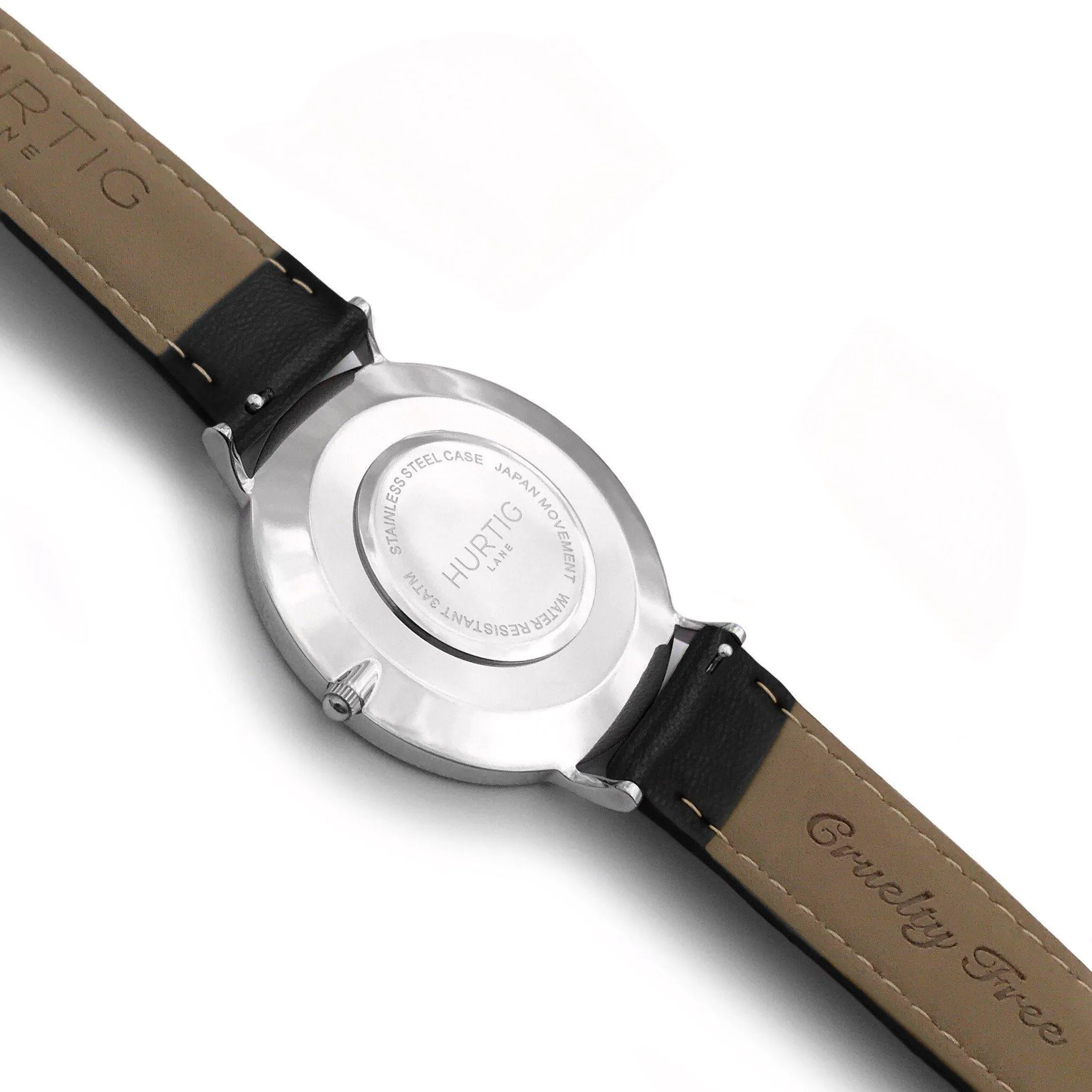 Moderno Vegan Leather Watch Silver, Black & Black