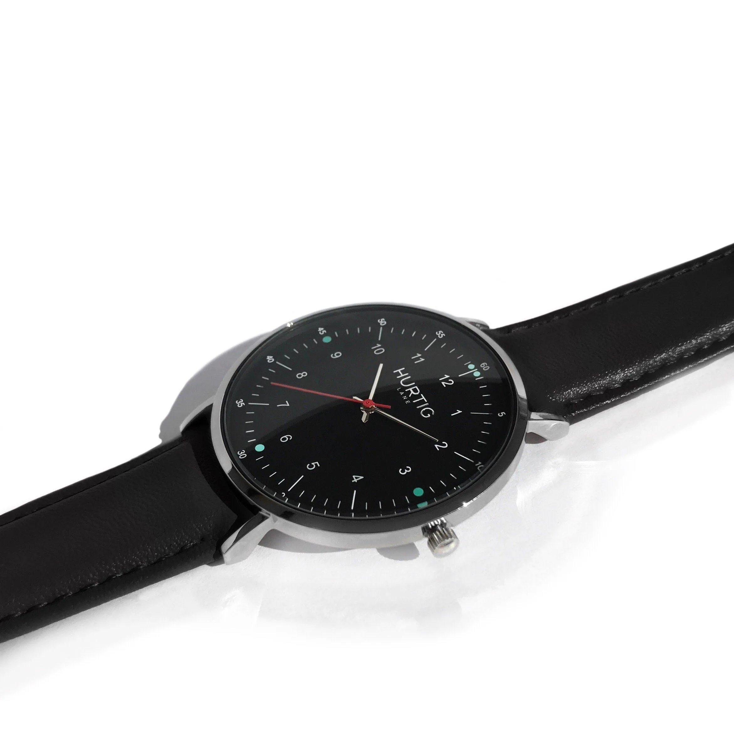 Moderno Vegan Leather Watch Silver, Black & Black
