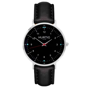 Moderno Vegan Leather Watch Silver, Black & Black