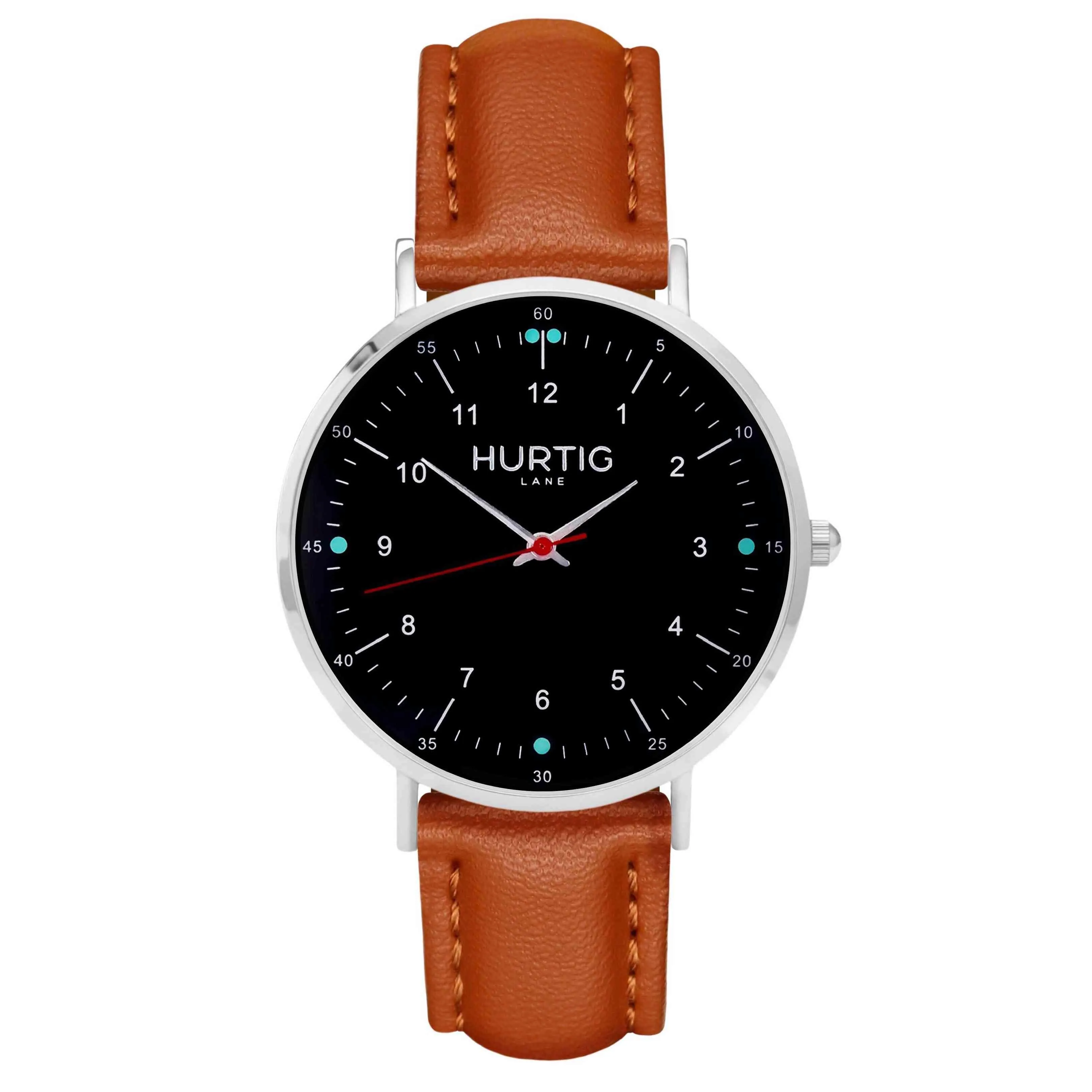 Moderno Vegan Leather Watch Silver, Black & Black