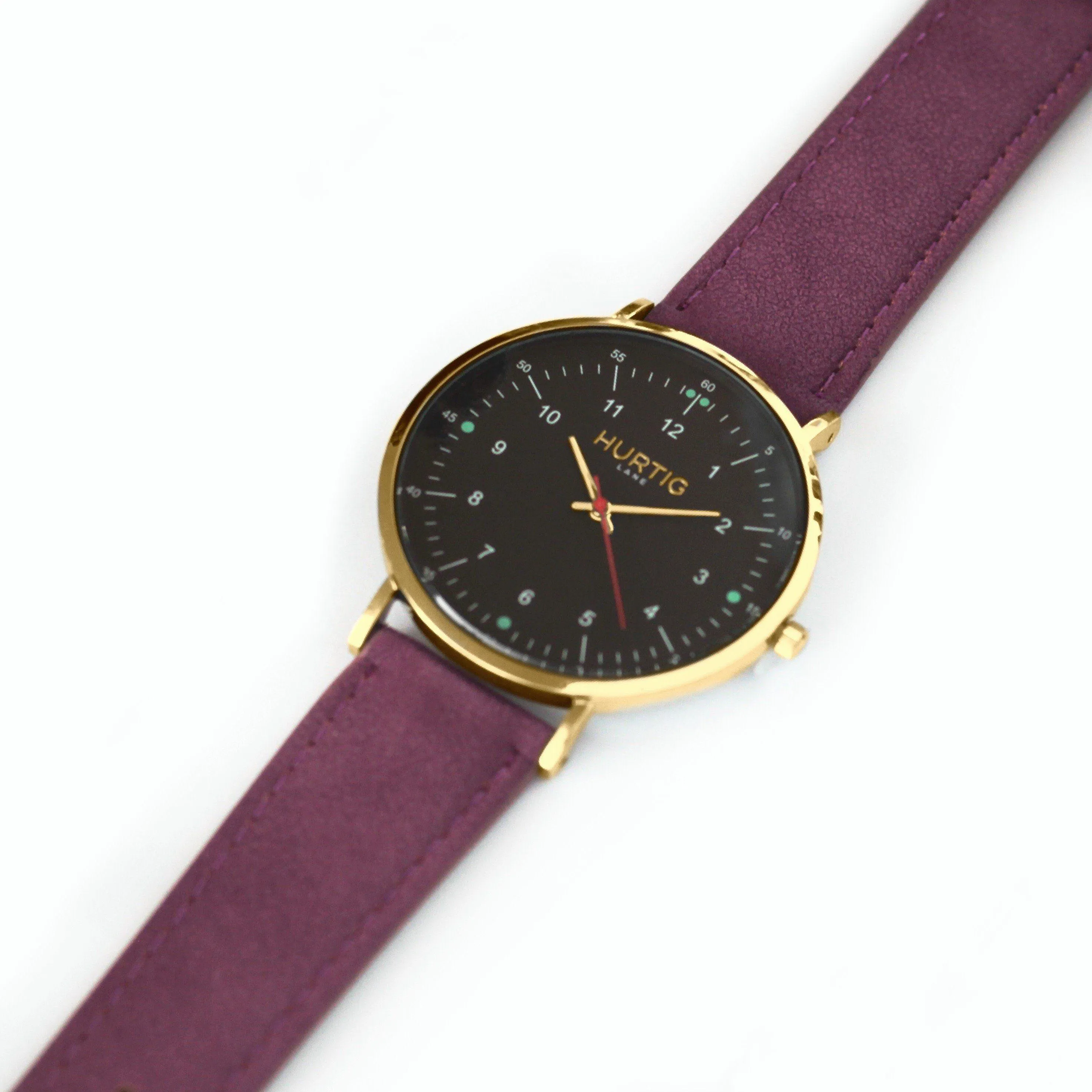 Moderno Vegan Suede Watch Gold, Black & Berry