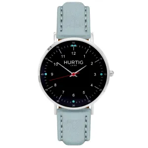 Moderno Vegan Suede Watch Silver, Black & Duck Egg