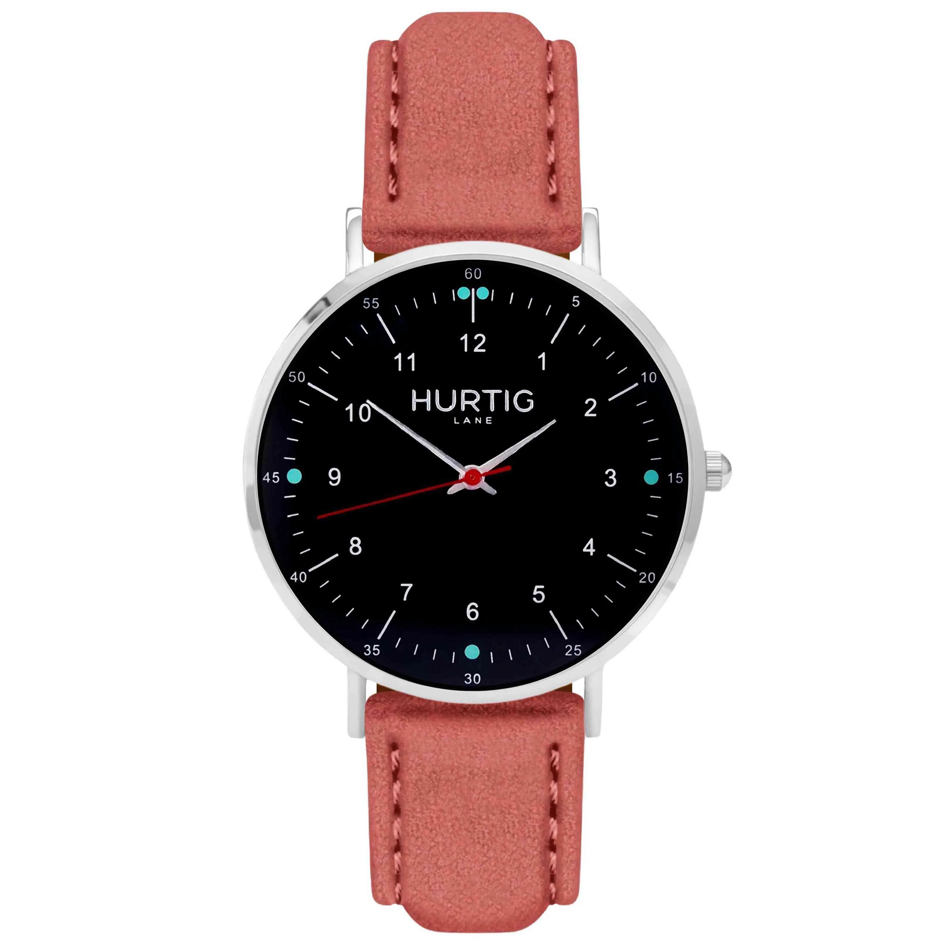 Moderno Vegan Suede Watch Silver, Black & Duck Egg