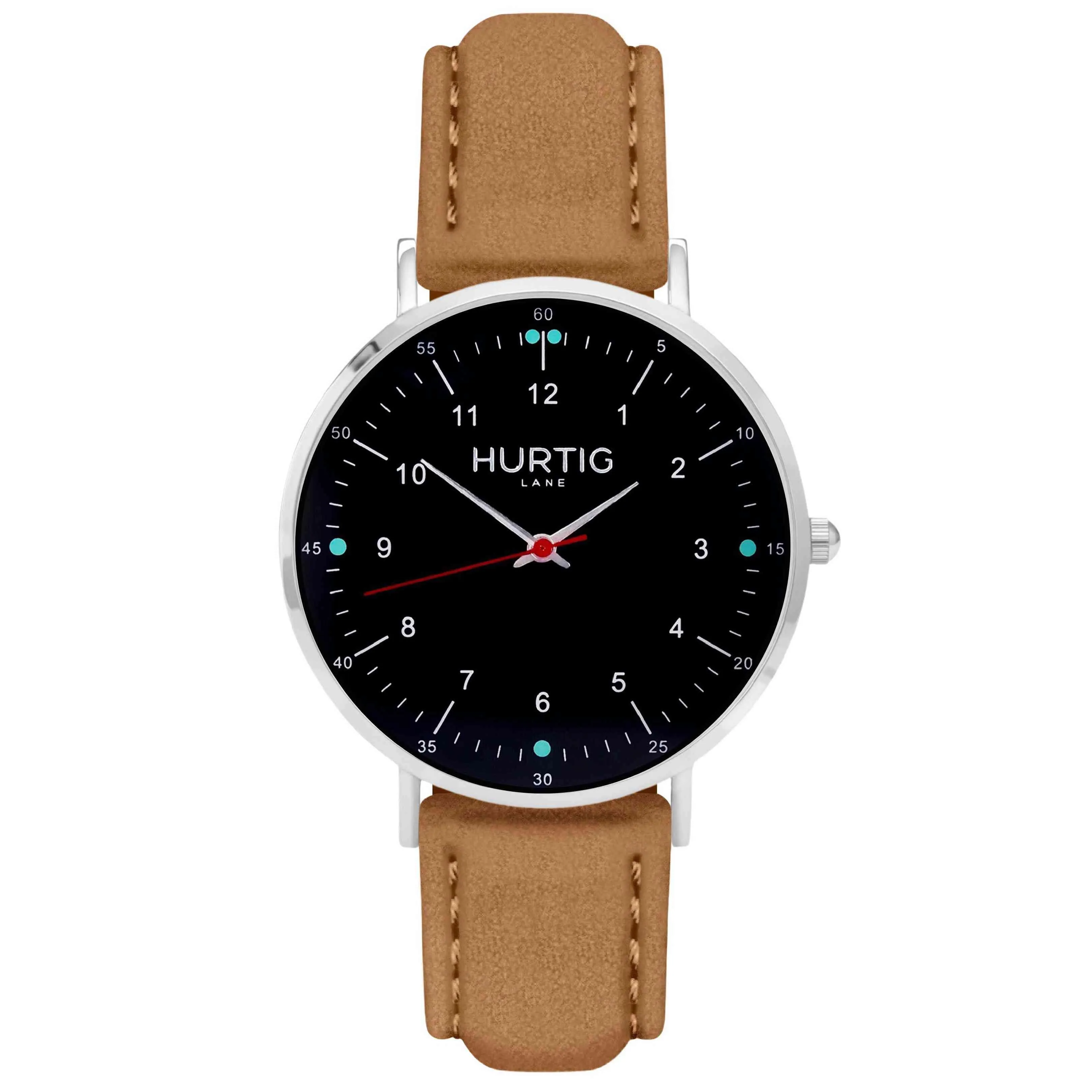 Moderno Vegan Suede Watch Silver, Black & Duck Egg