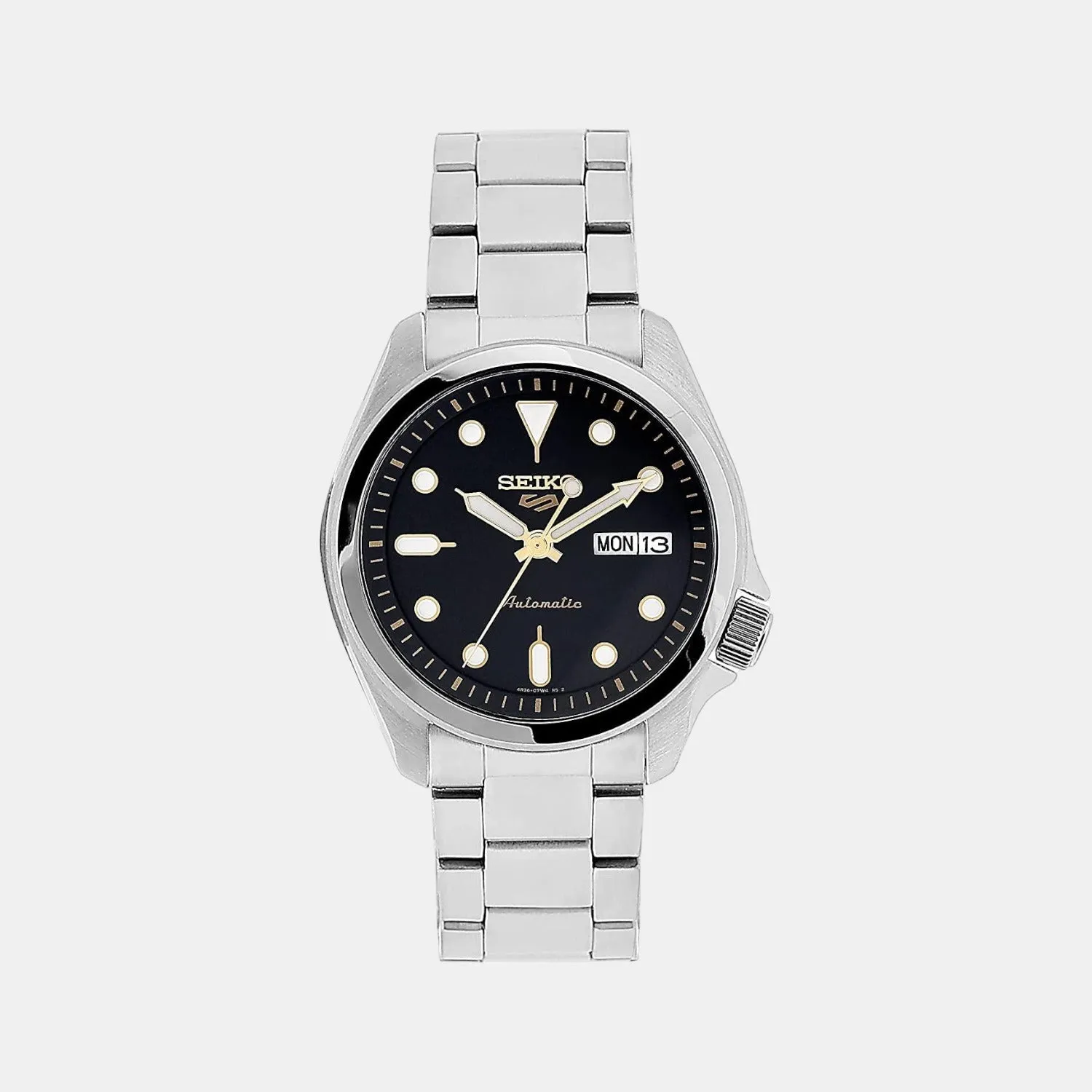 New 5 Sports Men's Black Analog Stainless Steel Automatic Watch SRPE57K1