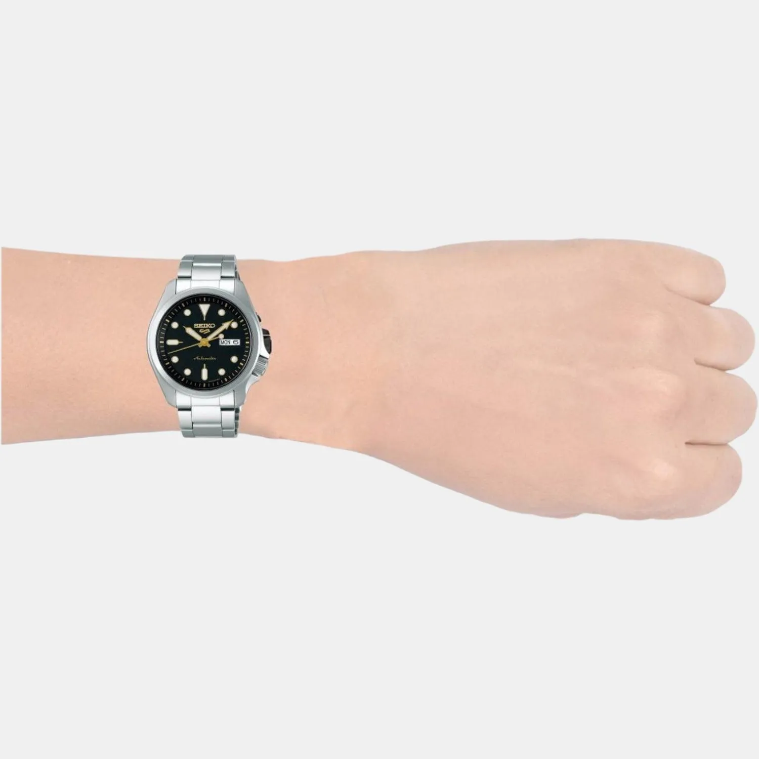 New 5 Sports Men's Black Analog Stainless Steel Automatic Watch SRPE57K1