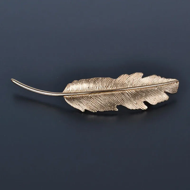 New Hot Fashion Vintage Gold Retro Metal Feather Big Hairgrips Hair Clip For Women Accessories Jewelry