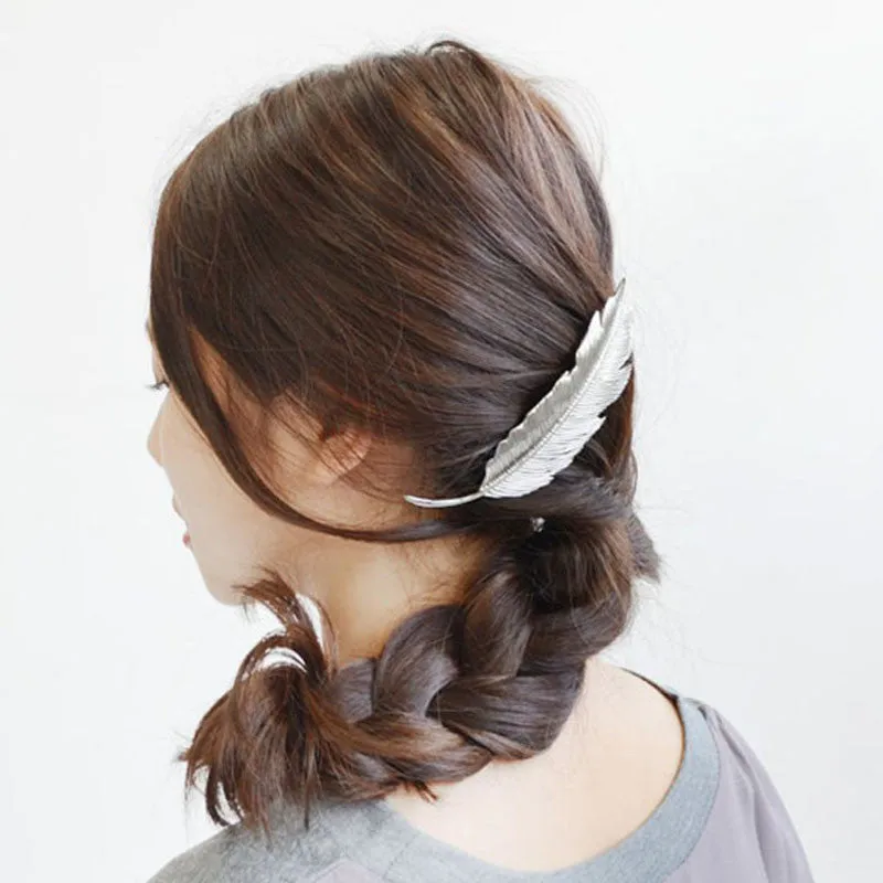 New Hot Fashion Vintage Gold Retro Metal Feather Big Hairgrips Hair Clip For Women Accessories Jewelry