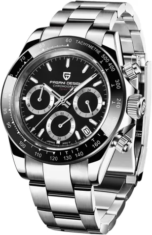 Pagani Design Mens Watches Full Stainless Steel Analogue Quartz Wrist Watch for Men Luxury Waterproof Dress Wristwatch Date
