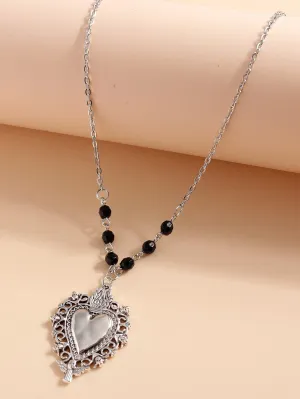 Punk Heart Charm Necklace Jewelry for Women Gift for Her Necklace Accessories