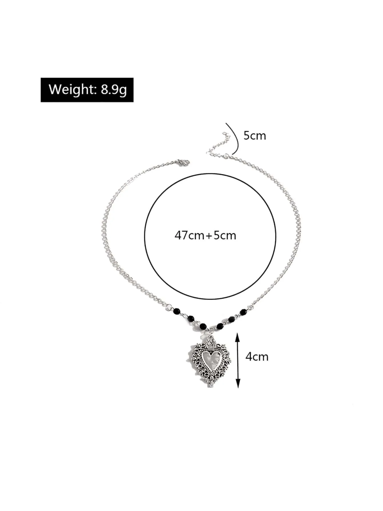 Punk Heart Charm Necklace Jewelry for Women Gift for Her Necklace Accessories